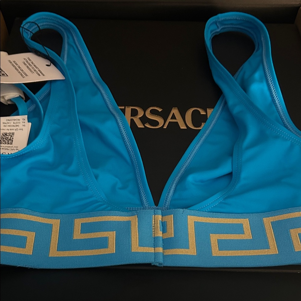 Versace Turquoise and Gold Medusa Bikini Top - Picture 7 of 7